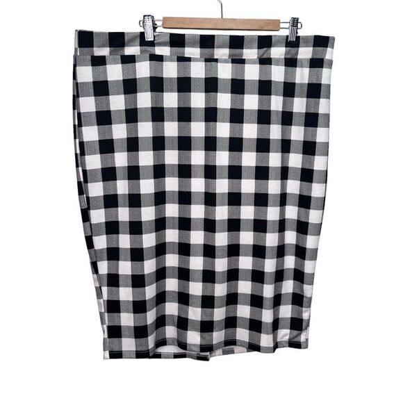 TORRID Black & White Buffalo Plaid Pencil Skirt Size 3 - Picture 2 of 8